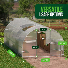 Baumera Polycarbonate Greenhouse Kit - Greenhouse - Easy Assembly & Heavy Duty Greenhouses for Outdoors- with Vents and Extra Door (Transparent, 10x33 FT)