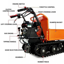 Chery Industrial 660 lbs Capacity 6.5HP Gas Powered Track Mini Dumper, B&S Engine for Construction Landscaping (Tracked Flatbed)