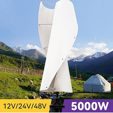 IMOYBBR Wind Turbine Generator, 5kw Wind Turbine Kit Hybrid Mppt Charge Controller 12v 24v 48v Off Grid Wind Power Generator Low Start Wind Speed Permanent Magnet Generator Green White 24V