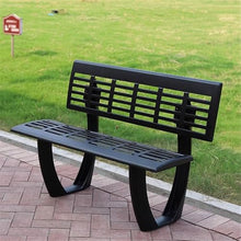 GRFIT Outdoor Bench with Park Backrest, Cast Aluminium Garden Chair, Outdoor Seat for Garden with Black Lacquer Garden Bench (Medium)