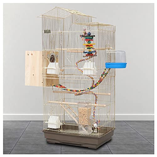 QTBH Flight Cage Electroplating Gold Large Breeding Bird Cage Villa Parrot Cage Large Bird Toy with Feeder for Parakeet Canary Love Bird Bird Cage (Color : A)