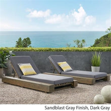 Noble House Broadway Outdoor Acacia Wood Chaise Lounge Set of 2 Gray
