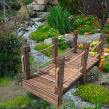TT-YEL Outdoor Wooden Garden Bridge with Rope Handrail, 4.6/5.9Ft Rectangular Footbridge, Vintage Country Pond Bridge Decoration, 300Kg Load-Bearing, Walking Landscape Bridge,L180×w80×h65cm