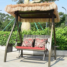2/3-Seat Deluxe Outdoor Patio Porch Swing with Footrest, Solar LED Light and Cushions,Adjustable Canopy,Aluminum Alloy,Outdoor Hammock Swinging Chairs, for Garden(Small)