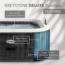 Intex PureSpa Plus 6 Person Inflatable 94" Square Outdoor Hot Tub Spa with 170 Bubble AirJets, Insulated Cover & LED Color Changing Lights Square Greystone