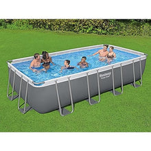 Bestway Power Steel Rectangular Metal Frame Swimming Pool Set Gray