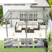 12x16ft Triple-Level Wood Pergola – Gray Paint-Sealed Fir, 200lb Snow Load, Windproof Level 6, 110.8x77.8in Spacing, Designed for Grapes, Ivy & Flowers