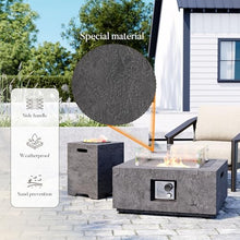 Cosiest Propane Fire Pit with Wind Guard&Tank Cover for Outside, 28 in Square Gas Fire Pits for Outdoor Patio, Certified, 50000 BTU Concrete Rectangle Base with Rain Cover, Free Lava Rocks