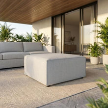Outdoor Escape Gray Upholstered Sectional Sofa Ottoman for Outdoor Patio Lounge, Durable Fabric, Comfortable Seat, Stylish and Weather-Resistant Design