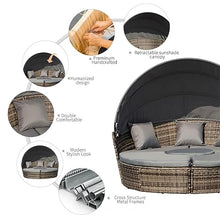 ZSLKDL Pc Rattan Patio Furniture Set,Round Convertible Daybed Or Sunbed,Sectional Outdoor Sofa