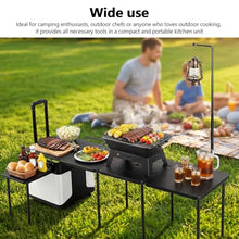 Outdoor Grill Cart Table with Wheels Portable Folding Camp Cook Station with Light Poles for Picnic Party Beach BBQ Cooking Indoor