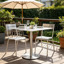 Modern Square/Round Bistro Table Indoor Outdoor Counter Height Bar Table Stainless Steels Coffee Table with Sturdy Base, for Garden Patio Cafe Dining Room Home(Square,40x40x95cm)