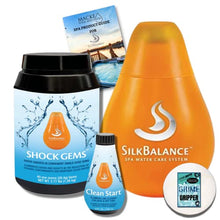 Silk Balance All-in-One Hot Welcome kit Including 76oz Silkbalance Chemical Conditioner Shock Gems Hot Tub Sponge for Spas, Natural Solution to Keep Water Balanced for Hot Tubs & Spas