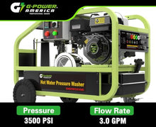 Green-Power America 3500 PSI 3 GPM Gas Hot Water Pressure Washer, Electric Start, Commercial Grade Portable Gasoline Engine, 49-State Compliant