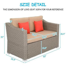 HTERWQEA 4‑Piece Wicker Patio Furniture Set, All-Weather Rattan Sofa with Coffee Table, Outdoor Conversation Set for Garden, Porch, Backyard