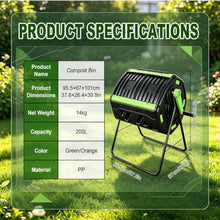 Rotating Compost Bin Dual Chamber for Kitchen Organic Waste