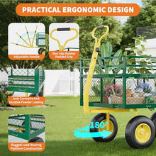 Fectiontool Heavy-Duty Steel Garden Cart Wagon, 3-in-1 Convertible Utility Yard Cart/Flatbed - Removable Mesh Sides - 13" All-Terrain Pneumatic Tires - 180° Swivel Handle - 1400 lbs Load Capacity |