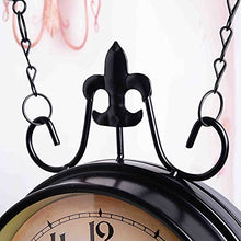 ERTTGWGF Outdoor Garden Hanging Clock Double Sided Round Wall Mounted Hanging Iron Clock Mute On Time for Home Living Room Bar - s Vintage