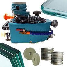 ZHLINGQ Electric Glass Edging Machine, Portable Small Glass Edger, Glass Polisher with 8 Diamond Wheels(6mm/8mm/10mm/12mm) & 2 Polishing Wheels, Polish Edger for Plane,Curve, Rounded Corner Blue