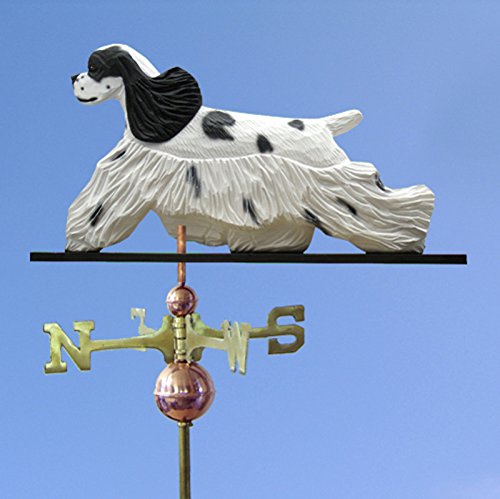 American Cocker Spaniel Hand Carved & Painted Weathervane Black Parti 22 Inch