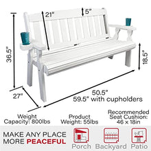 Amish Casual Heavy Duty 800 Lb Mission Pressure Treated Garden Bench with Cupholders (4 Foot, Semi-Solid White Stain)