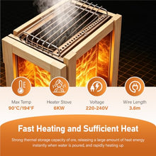 GDFStudio 59" 6000W 240V Outdoor Traditional Steam Sauna for 4 People, Japanese Cedar Wood Sauna Cabin with Metal Stove, Colorful LED Lights, Wooden Bucket, Hygrometer, Hourglass, Tea Cup Holders