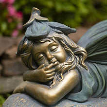 Zaer Ltd. Large Magnesium Fairy Statues for Outdoor Use (Lying Fairy Fern)