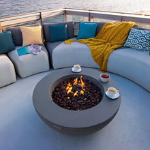 Lunar Bowl Fire Table Outdoor Fire Pit 42" x 42" Cast Concrete Round Firepit Includes Lava Rocks 45,000 BTUs Outdoor Fireplace for Patio Furniture Set, Deck, Porch, Outdoor Heater - Liquid Propane