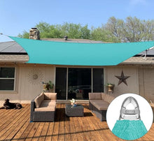 Coarbor 20'x48' Reinforced Wire Sun Shade Sail Rectangle Heavy Duty Strengthen Canopy Cover with A Ring Steel Cable Wire for Patio Backyard Deck Yard Garden Pergola Porch, Turquoise