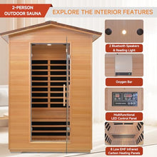 RIGO 2 Person Outdoor Infrared Sauna 1950W Hemlock Wood Low EMF