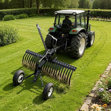 VEVOR 48in Tow Behind Landscape Rake, Pull Behind Lawn Rock Rakes for ATV Mower Tractors, 24 Durable Steel Tines, Adjustable Height & Angle, Heavy Duty Dethatcher Rake for Leaves Debris