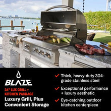 Blaze Professional LUX 3-Piece Outdoor Kitchen Package – 34-Inch Natural Gas Grill with Access Door & Grill Cover