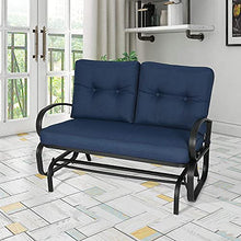 PEAK HOME FURNISHINGS Indoor Outdoor 2-Seat Glider Chair Patio Loveseat Rocking Bench with Cushions (Navy)