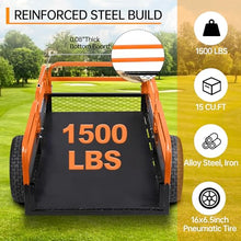 MegaChoice Heavy Duty ATV Dump Cart, 1500 Lbs HD Agricultural Trailer with Removable Sides, 15 Cubic Feet Garden Utility for Tractor Lawn Mower Garden