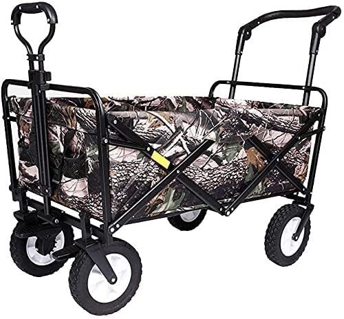 Outdoor Folding Utility Wagon Utility Folding Camping Trolley Outdoor Cart with Side Bag with All-Terrain Wide Wheels and Telescopic Handle Load-Bearing 100kg / 220lbs (Color : Style 3) (Style 2)
