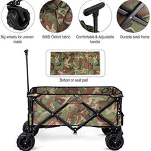 Collapsible Wagon Cart, 4 Wheel Folding Utility Garden Lawn Outdoor Camping Cart Heavy Duty Steel Frame Utility Trolley with Push Bar (B) (B)