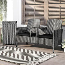 Furniture of America Azur Rattan 2-Piece Loveseat and Trash Can Set Black