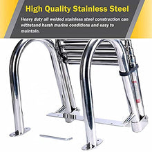 Boat Ladder Platform 4 Step for Swimming Pool, Removable Pontoon Ladders Boats Heavy Duty, Telescoping Marine Yacht Dock