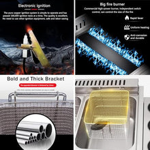 QIANG Outdoor Deep Fryer,Propane Deep Fryer with Stainless Steel Baskets and Lids Gas Deep Fryer with Adjustable Temperature Regulator,for Frying Fish, Chicken Wings,French Fries 20L