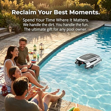 Automatic Solar Powered Pool Skimmer, Cordless Surface Cleaner Robot for Most Pool Shapes, Smart Obstacle Avoidance, 28 Hours Cleaning Time, APP Remote Control
