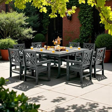 AXMOLM 10 Piece HDPE Outdoor Dining Set for 8, Patio HDPE Furniture Set with 2 Table and Umbrella Hole, Outdoor Table and Chairs for Garden, Poolside, Backyard, Deck