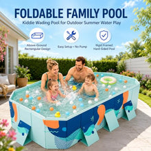 Foldable Above Ground Pool, Rectangular Family Kiddie Wading Paddling Pool