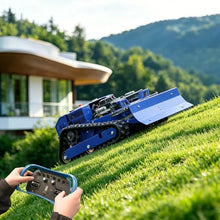 Remote Control Lawn Mower with Snow Plow – 9HP Hybrid, 800m Remote, 55cm Cut, 2-15cm Electric Height, 45° Slope, Brushless – for Estate, Farm, Snow – Year-Round Crawler Utility