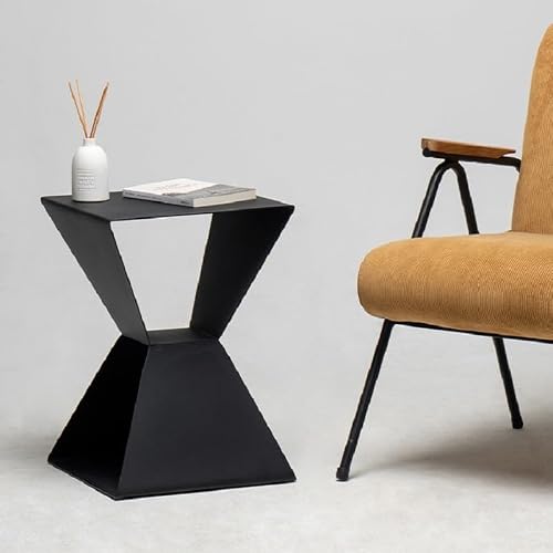 Living Room Table Metal Minimalist Living Room Sofa Corner Several Bedroom Bedside Storage Side Creative Table Frame Exquisite and Durable Outdoor Side Table (Color : Black)