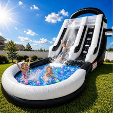 21ft Inflatable Water Slide with Splash Pool & 10M Water Hose & 750W Blower, 100% PVC CommercialHeavy Duty Wet/Dry Inflatable Slide for Kids & Adults, Backyard Outdoor Summer Water PlayBlack(0.8mm)