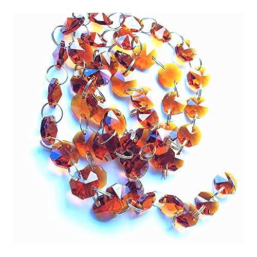 JUIYU Garden Suncatchers 100m/lot Brown Crystal Chandelier Hanging Parts 14mm Octagon Beads Garland Strands Wedding Home Decoration Handmade Pendant Necklaces