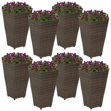 Sunnydaze 20" Square Tall Wicker Outdoor Planter, Brown, 8pk