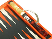 Zaza & Sacci Leather Backgammon Set 15" Luxury Travel Case Orange