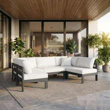 Outdoor Escape White Fabric Outdoor Patio Modular Sectional, Weather-Resistant Upholstery, Comfortable Seating, Stylish Design