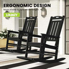 LOUNZY Outdoor Rocking Chair Set of 6 HDPE Patio Porch Rockers Black